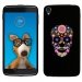 TPU1IDOL355SKULLFLEUR - Coque Souple en gel pour Alcatel Idol 3 5,5 avec impression Motifs crâne en fleurs sur fond noir