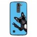TPU1LGK7CHIENVBLEU - Coque souple pour LG K7 avec impression Motifs chien à lunettes sur fond bleu