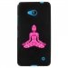 TPU1LUM640BOUDDHAFUSHIA - Coque Souple en gel noir pour Microsoft Lumia 640 avec impression Motifs bouddha fushia