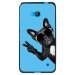 TPU1LUM640CHIENVBLEU - Coque Souple en gel noir pour Microsoft Lumia 640 avec impression Motifs chien à lunettes sur fond