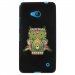 TPU1LUM640CHOUETTE - Coque Souple en gel noir pour Microsoft Lumia 640 avec impression Motifs chouette psychédélique