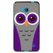 TPU1LUM640CHOUETTE5 - Coque Souple en gel noir pour Microsoft Lumia 640 avec impression Motifs chouette mauve et grise