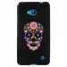 TPU1LUM640SKULLFLEUR - Coque Souple en gel noir pour Microsoft Lumia 640 avec impression Motifs crâne en fleurs sur fond n