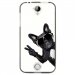 TPU1M320CHIENVBLANC - Coque souple pour Acer Liquid M320 avec impression Motifs chien à lunettes sur fond blanc