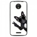TPU1MOTOCCHIENVBLANC - Coque souple pour Motorola Moto C avec impression Motifs chien à lunettes sur fond blanc