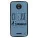 TPU1MOTOCCHIEUSEBLEU - Coque souple pour Motorola Moto C avec impression Motifs Chieuse d'Amour bleu