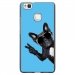 TPU1P9LITECHIENVBLEU - Coque souple pour Huawei Ascend P9-Lite avec impression Motifs chien à lunettes sur fond bleu
