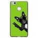 TPU1P9LITECHIENVVERT - Coque souple pour Huawei Ascend P9-Lite avec impression Motifs chien à lunettes sur fond vert