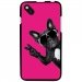 TPU1SUNSET2CHIENVFUSHIA - Coque Souple en gel pour Wiko Sunset 2 avec impression Motifs chien à lunettes sur fond fushia