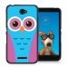 TPU1XPE4CHOUETTE3 - Coque Souple en gel noir pour Sony Xperia E4 avec impression Motifs chouette rose et bleue