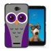 TPU1XPE4CHOUETTE5 - Coque Souple en gel noir pour Sony Xperia E4 avec impression Motifs chouette mauve et grise