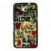 TPU1XPE4GLOVEVINTAGE - Coque Souple en gel noir pour Sony Xperia E4g avec impression Motifs Love Vintage