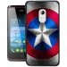 TPU1Z200BOUCLIER - Coque Souple en gel noir pour Acer Z200 avec impression Motifs bouclier étoilé aux couleurs de l'A