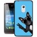 TPU1Z200CHIENVBLEU - Coque Souple en gel noir pour Acer Z200 avec impression Motifs chien à lunettes sur fond bleu