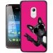 TPU1Z200CHIENVFUSHIA - Coque Souple en gel noir pour Acer Z200 avec impression Motifs chien à lunettes sur fond fushia