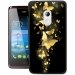 TPU1Z200PAPILLONSOR - Coque Souple en gel noir pour Acer Z200 avec impression Motifs papillons dorés
