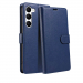 WALLET-S21FEBLEU - Etui Wallet Galaxy-S21 FE logements carte fonction stand coloris bleu