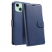 WALLETIP15PLUSBLEU - Etui portefeuille iPhone 15 PLUS coloris BLEU rabat latéral articulé fonction stand